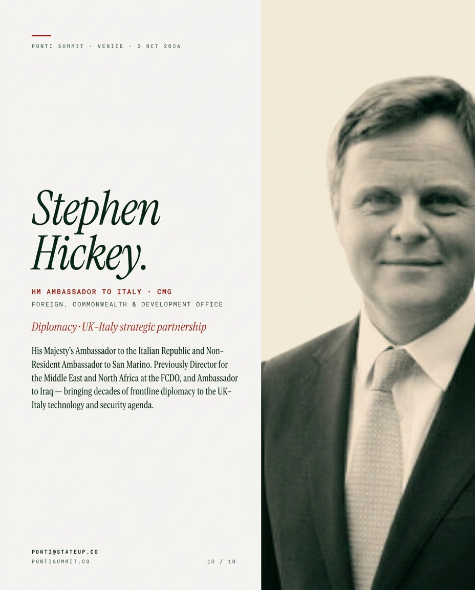 Stephen Hickey CMG — HM Ambassador to Italy · Foreign, Commonwealth & Development Office