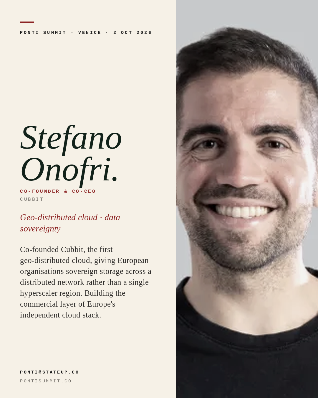 Stefano Onofri — Co-Founder & Co-CEO · Cubbit