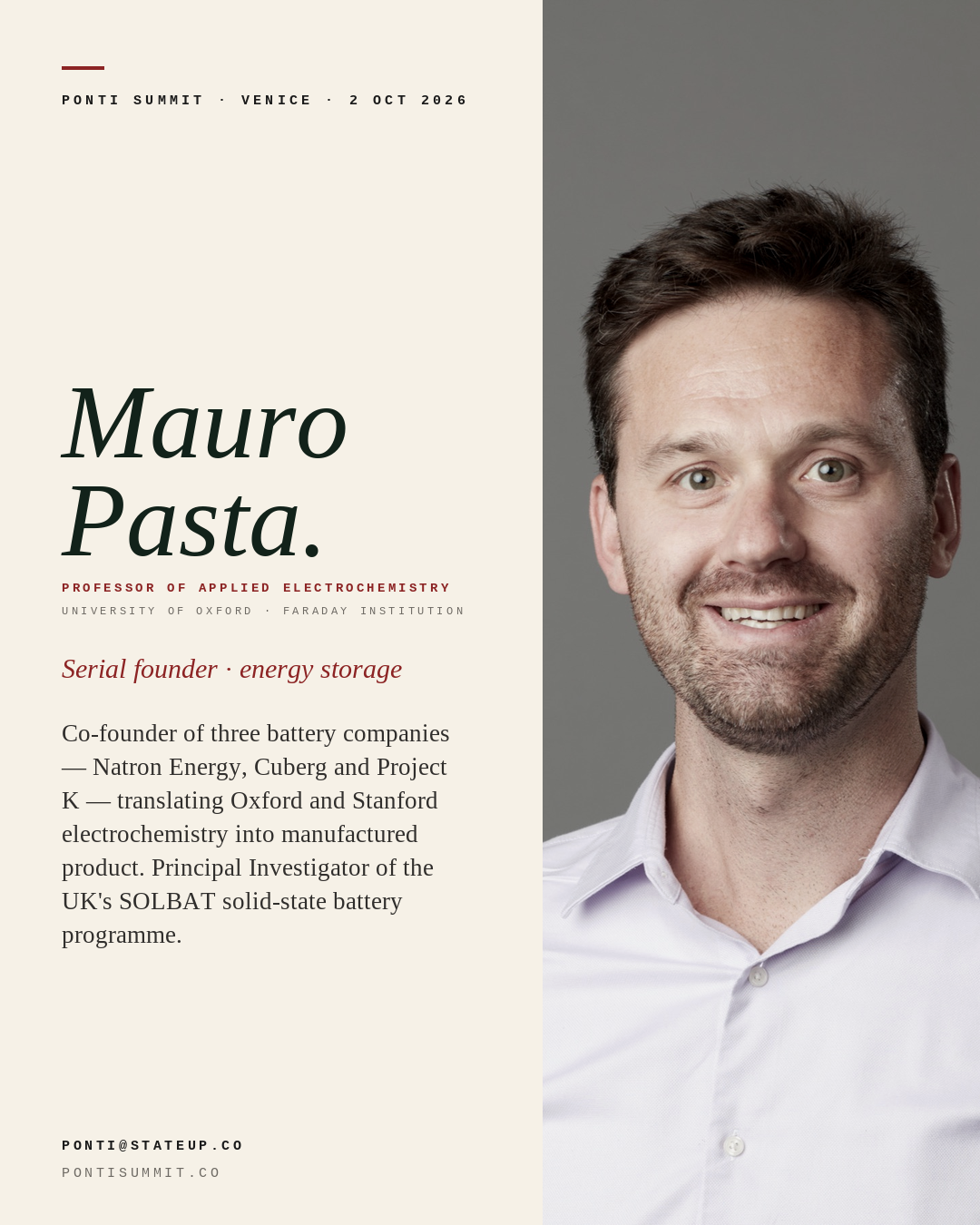 Mauro Pasta — Professor of Applied Electrochemistry · University of Oxford